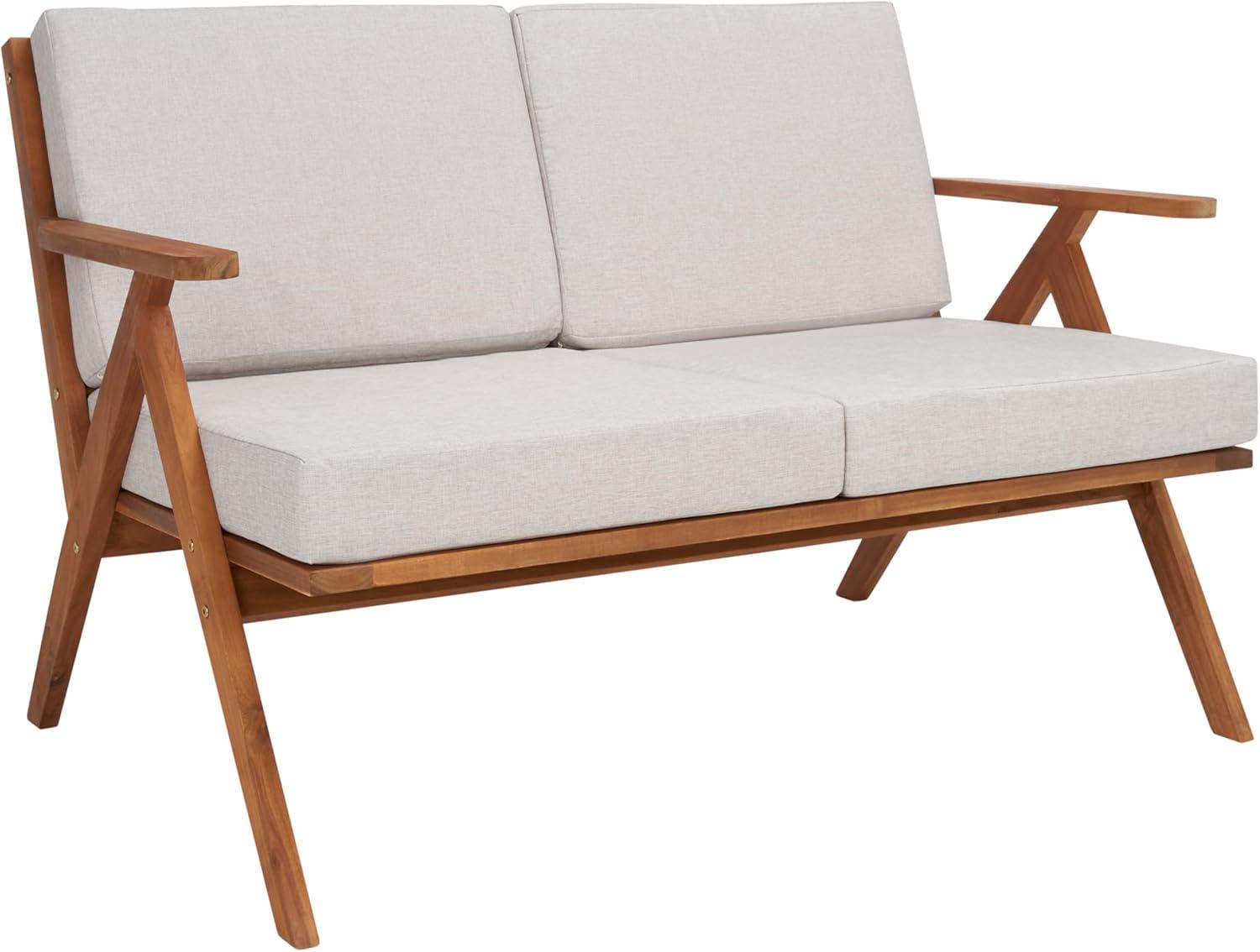 image:imageSAFAVIEH Outdoor Collection Dryad NaturalLight Grey Cushion Solid Wood 5Piece Conversation Patio SetNaturalLight Grey