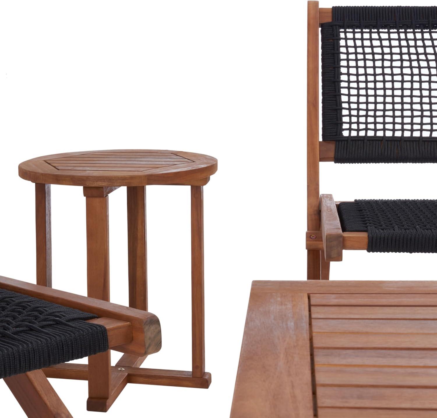 image:imageSAFAVIEH Outdoor Collection Kobina NaturalNatural Rope Solid Wood 5Piece Conversation Patio SetNaturalBlack