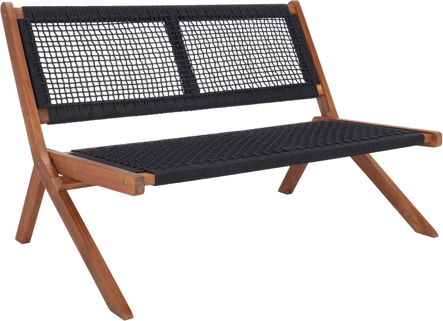 image:imageSAFAVIEH Outdoor Collection Kobina NaturalNatural Rope Solid Wood 5Piece Conversation Patio SetNaturalBlack