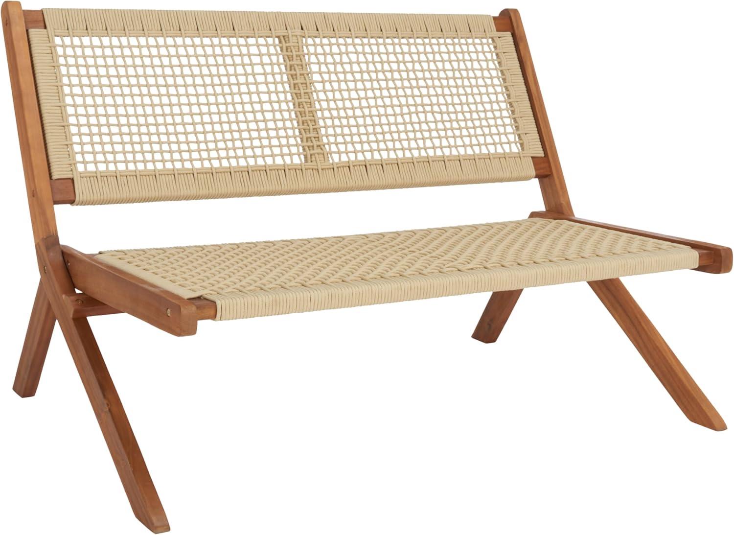 image:imageSAFAVIEH Outdoor Collection Kobina NaturalNatural Rope Solid Wood 5Piece Conversation Patio SetNaturalNatural