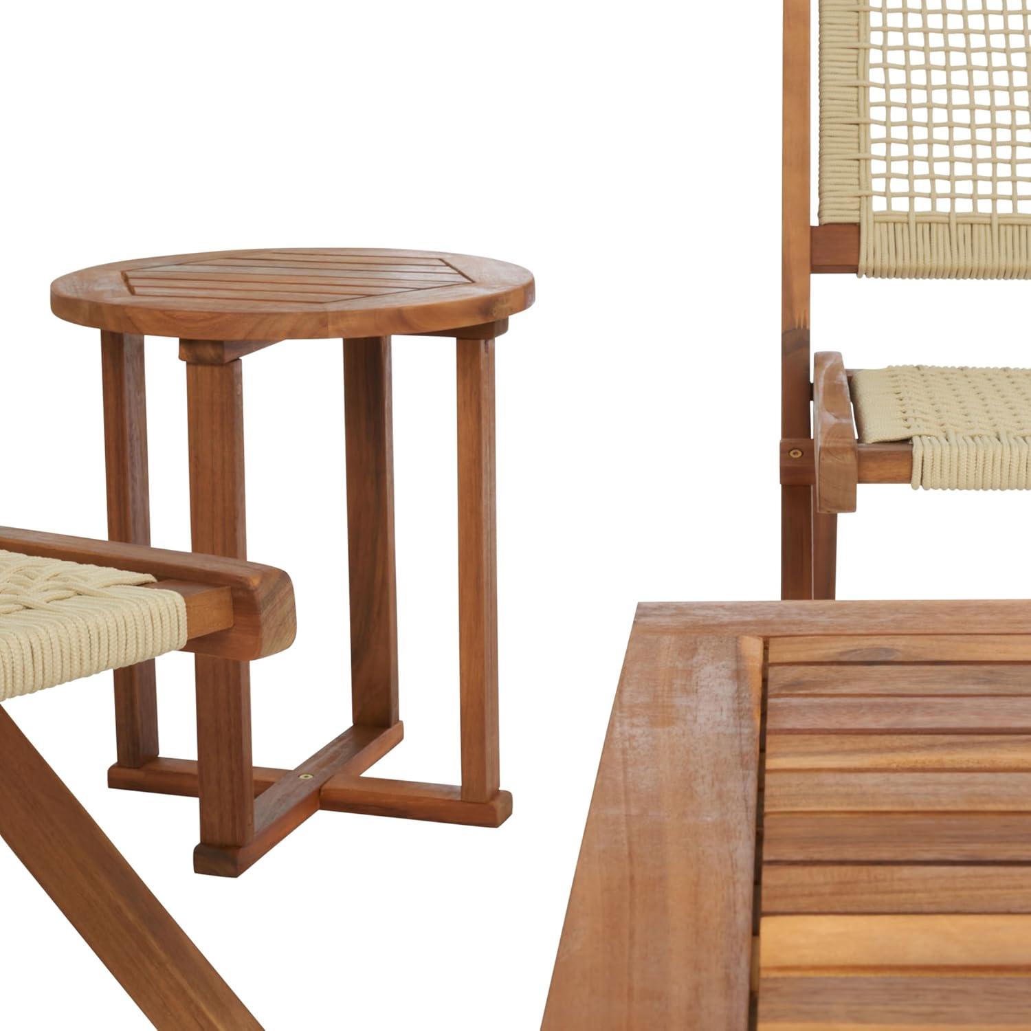 image:imageSAFAVIEH Outdoor Collection Kobina NaturalNatural Rope Solid Wood 5Piece Conversation Patio SetNaturalNatural
