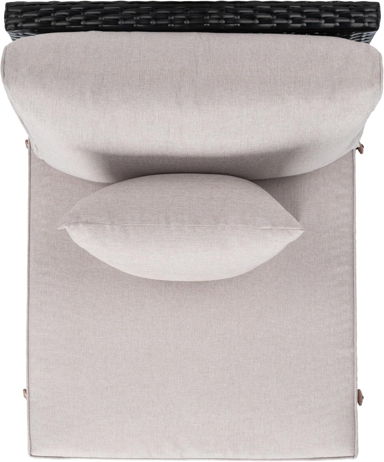 image:imageSAFAVIEH Outdoor Collection Pramla BlackLight Grey Cushion Settee amp Ottoman Fully Assembled Set of 2BlackLight Grey
