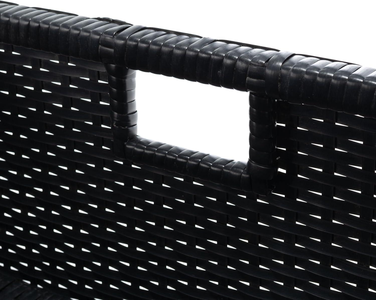 image:imageSAFAVIEH Outdoor Collection Pramla BlackLight Grey Cushion Settee amp Ottoman Fully Assembled Set of 2BlackLight Grey