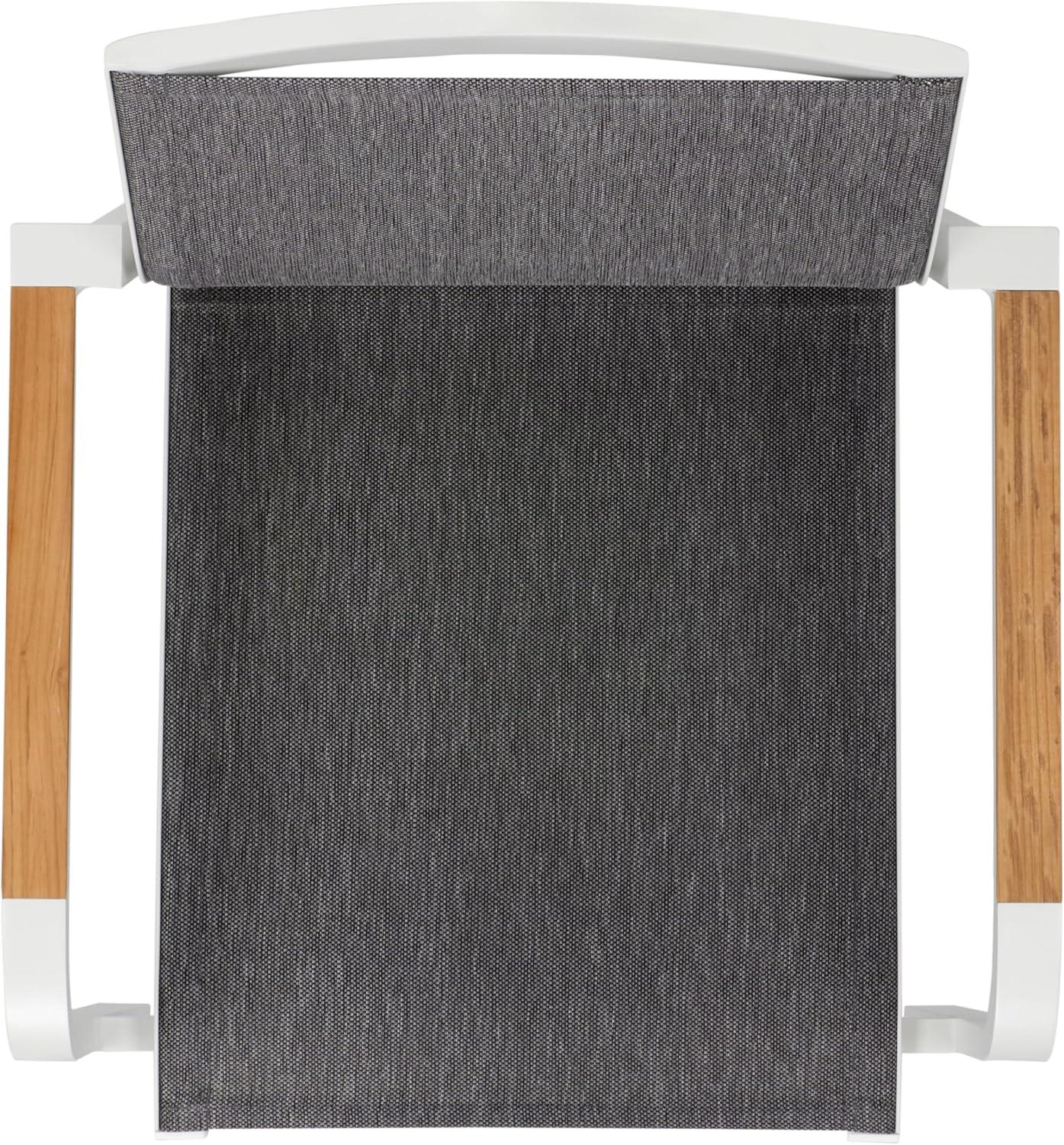 image:imageSAFAVIEH Outdoor Patio Furniture Collection Dexter White Aluminum Arm Chair Set of 2 with Teak Arms Textilene Seating Fully Assembled PAT4050CSET2White