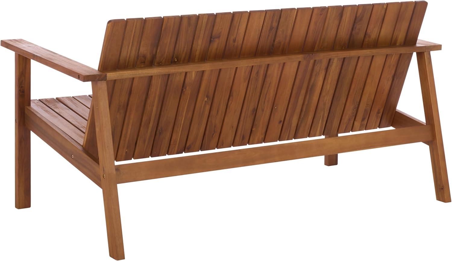 image:imageSAFAVIEH Outdoor Patio Furniture Collection Fallon Natural Solid Wood Bench Modern Slatted Design Sturdy amp Stylish Seating for Patio Garden or Balcony PAT7334ANatural