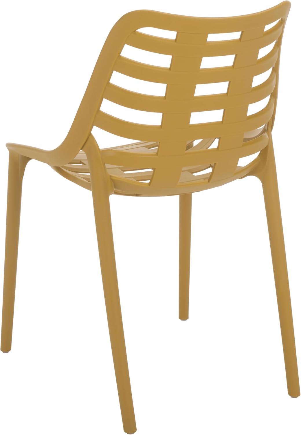 image:imageSAFAVIEH Outdoor Patio Furniture Collection Fufa Beige Dining Chair Set of 2 Fully Assembled Outdoor Chairs Modern OpenBack Design WeatherResistant Patio Seating PAT4700BSET2Yellow