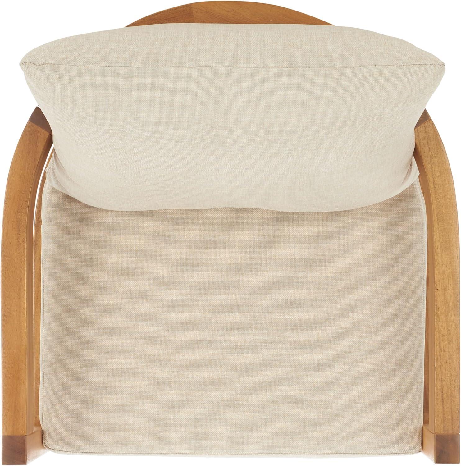 image:imageSAFAVIEH Outdoor Patio Furniture Collection Kento Dining Chair Set of 2 Solid Wood Frame with Taupe Cushions Fully Assembled Natural Finish PAT7096ANaturalTaupe