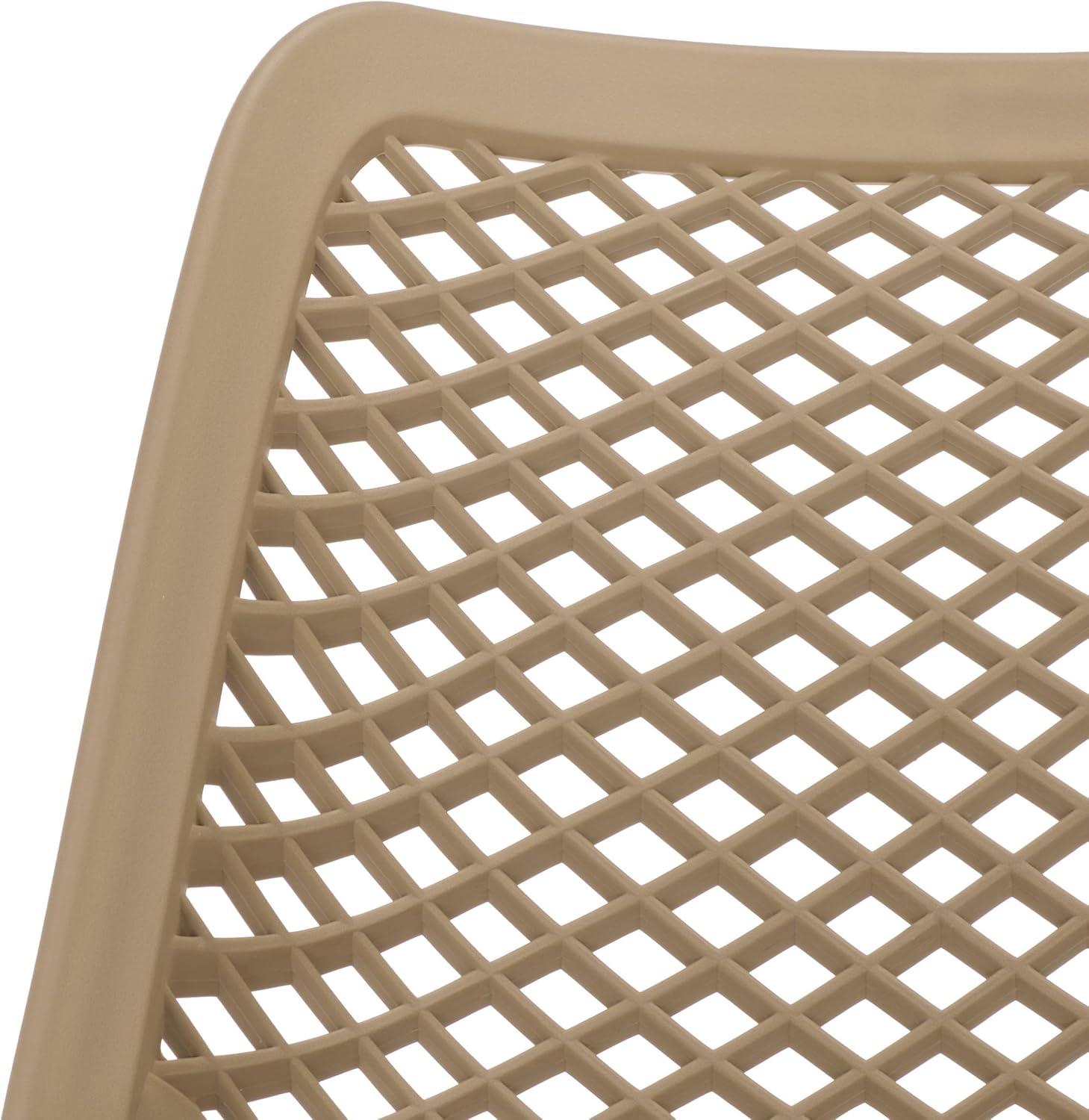image:imageSAFAVIEH Outdoor Patio Furniture Collection Leila White Dining Chair Set of 2 Fully Assembled Outdoor Chairs Modern Lattice Design WeatherResistant Patio Seating PAT4701CSET2Beige