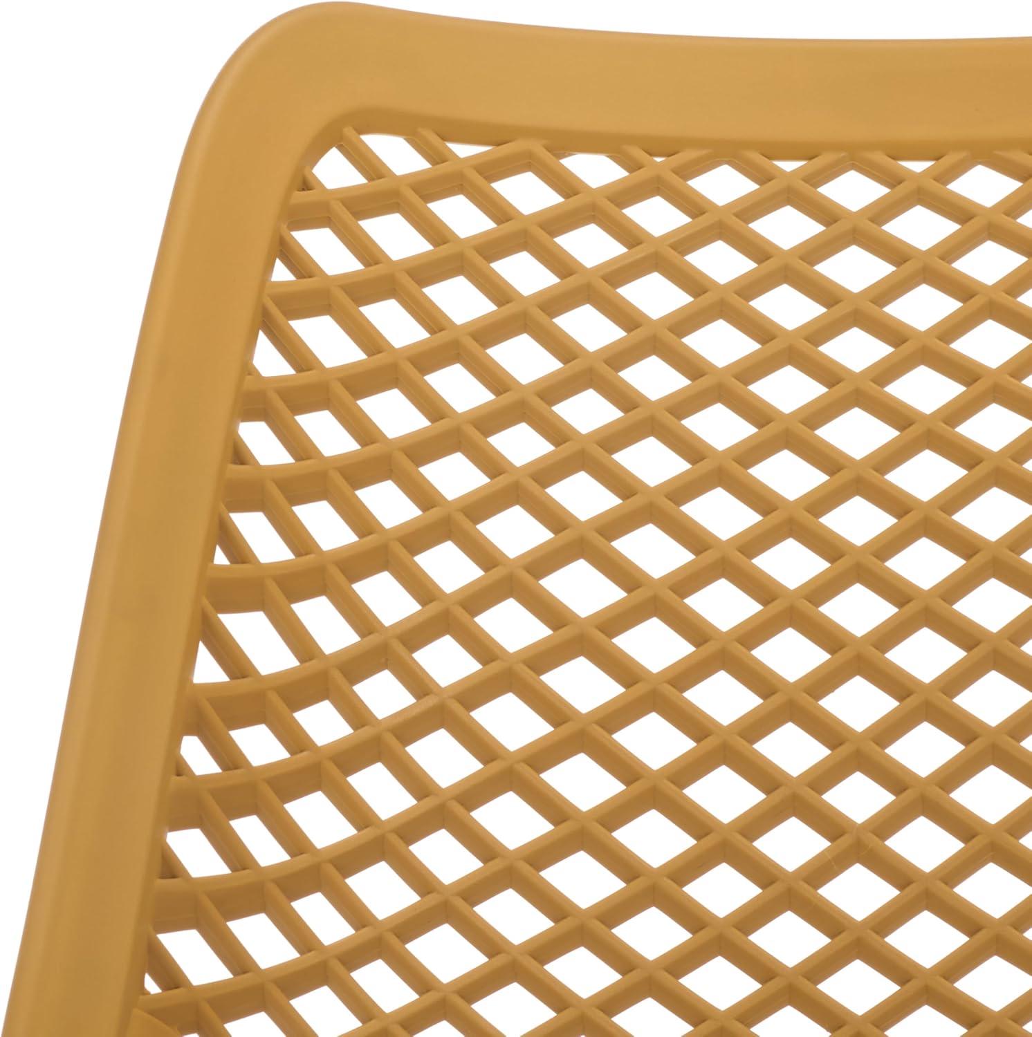 image:imageSAFAVIEH Outdoor Patio Furniture Collection Leila White Dining Chair Set of 2 Fully Assembled Outdoor Chairs Modern Lattice Design WeatherResistant Patio Seating PAT4701CSET2Yellow