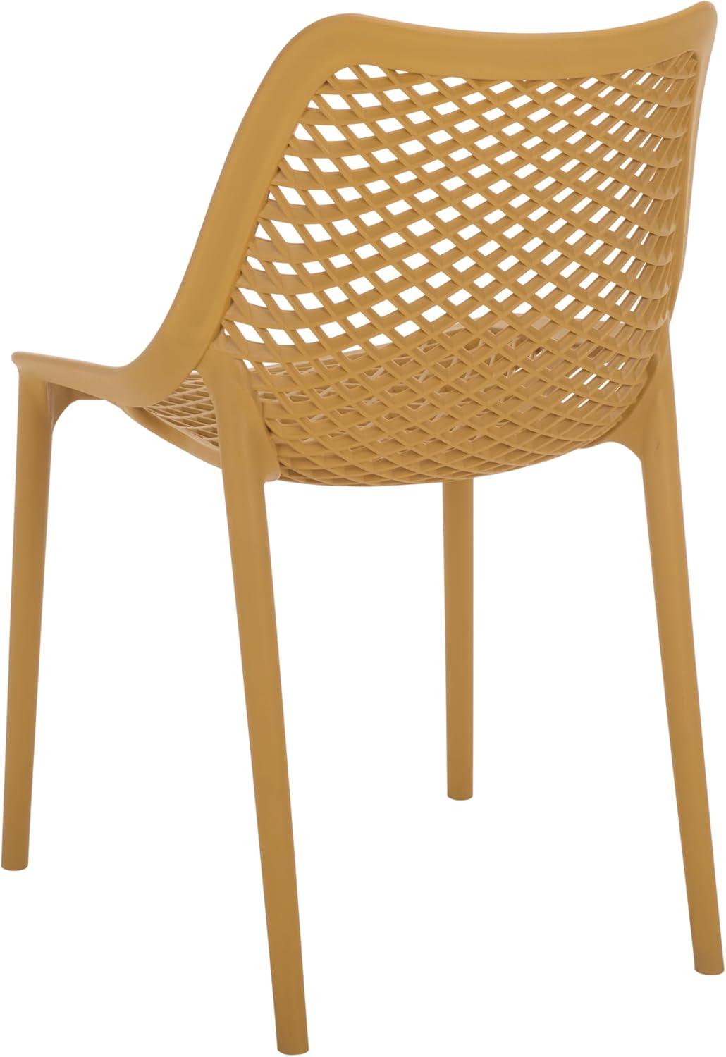 image:imageSAFAVIEH Outdoor Patio Furniture Collection Leila White Dining Chair Set of 2 Fully Assembled Outdoor Chairs Modern Lattice Design WeatherResistant Patio Seating PAT4701CSET2Yellow
