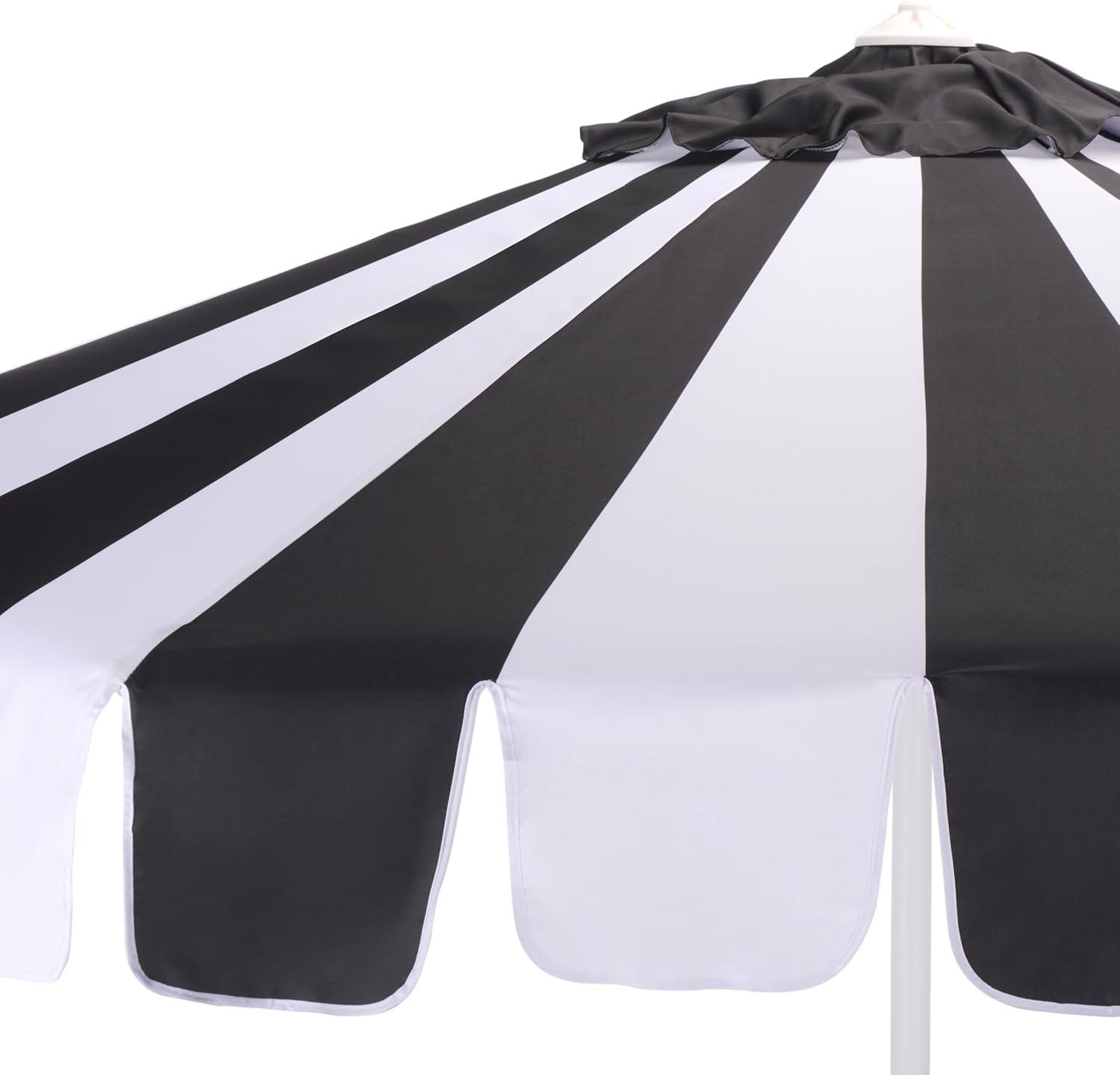 image:imageSAFAVIEH Outdoor Patio Furniture Collection Meze 9 Ft Crank Patio Umbrella Baby Blue Stripe amp White Pole Market Umbrella with Crank Lift PAT8023UBlack StripedWhite