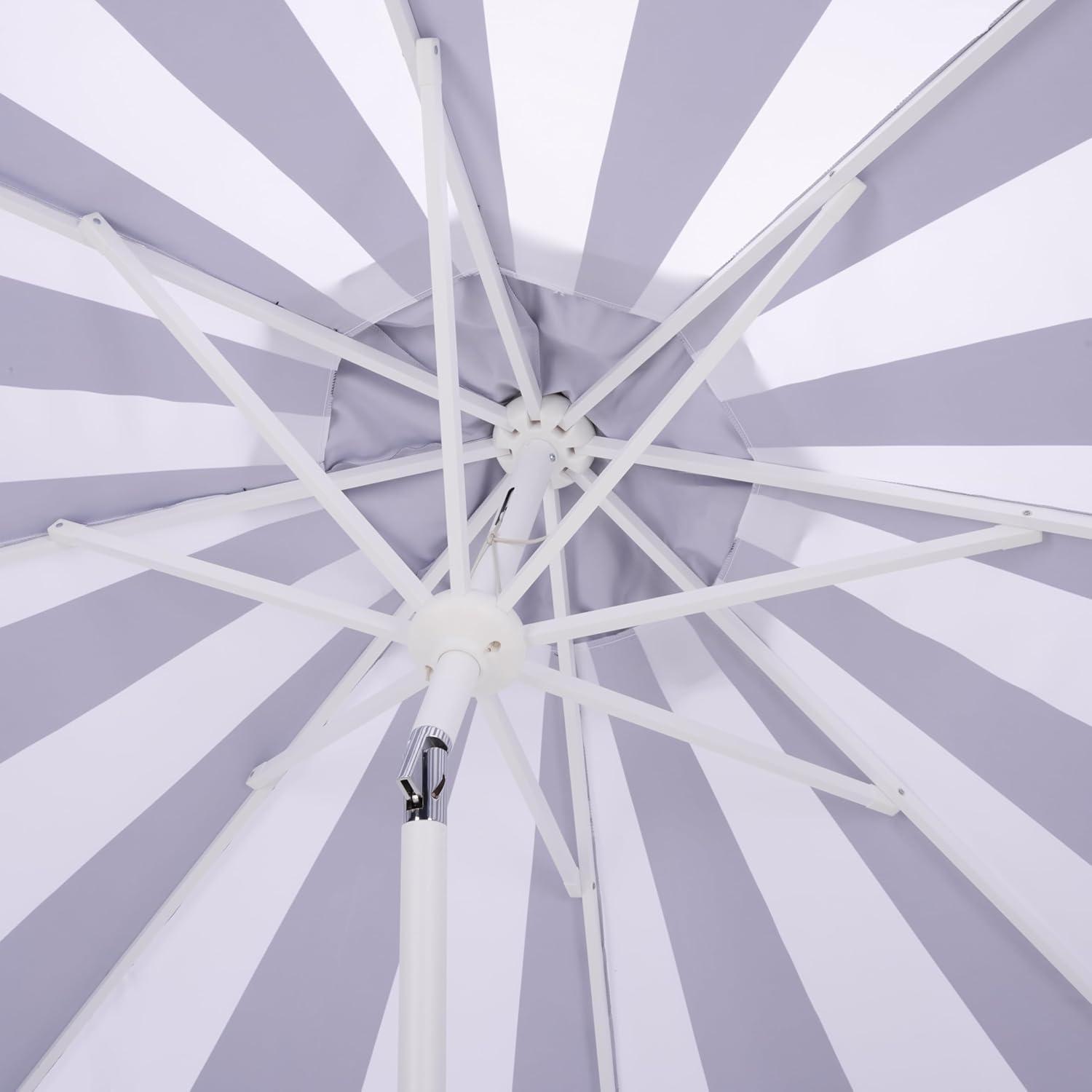 image:imageSAFAVIEH Outdoor Patio Furniture Collection Meze 9 Ft Crank Patio Umbrella Baby Blue Stripe amp White Pole Market Umbrella with Crank Lift PAT8023UBlack StripedWhite