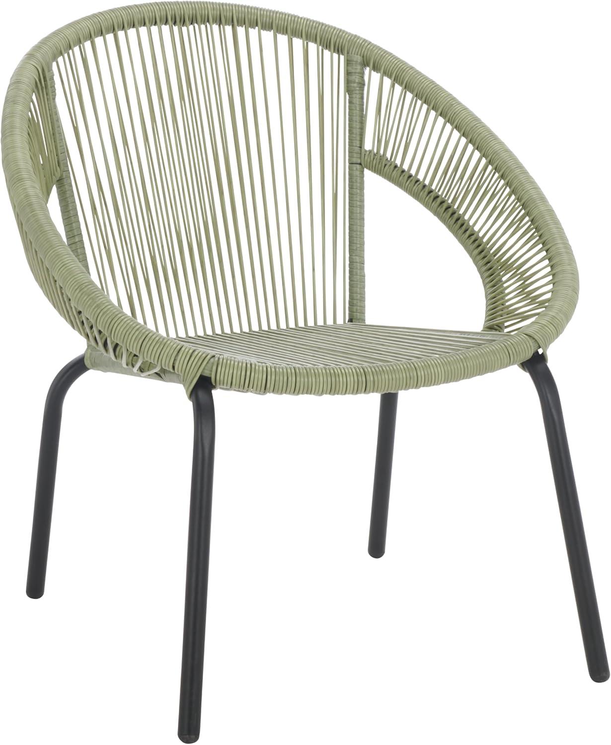image:imageSAFAVIEH Outdoor Patio Furniture Collection Otto Green amp Black Rattan 3Piece Bistro Set with 2 Chairs and Accent Table PAT7549BGreenBlack