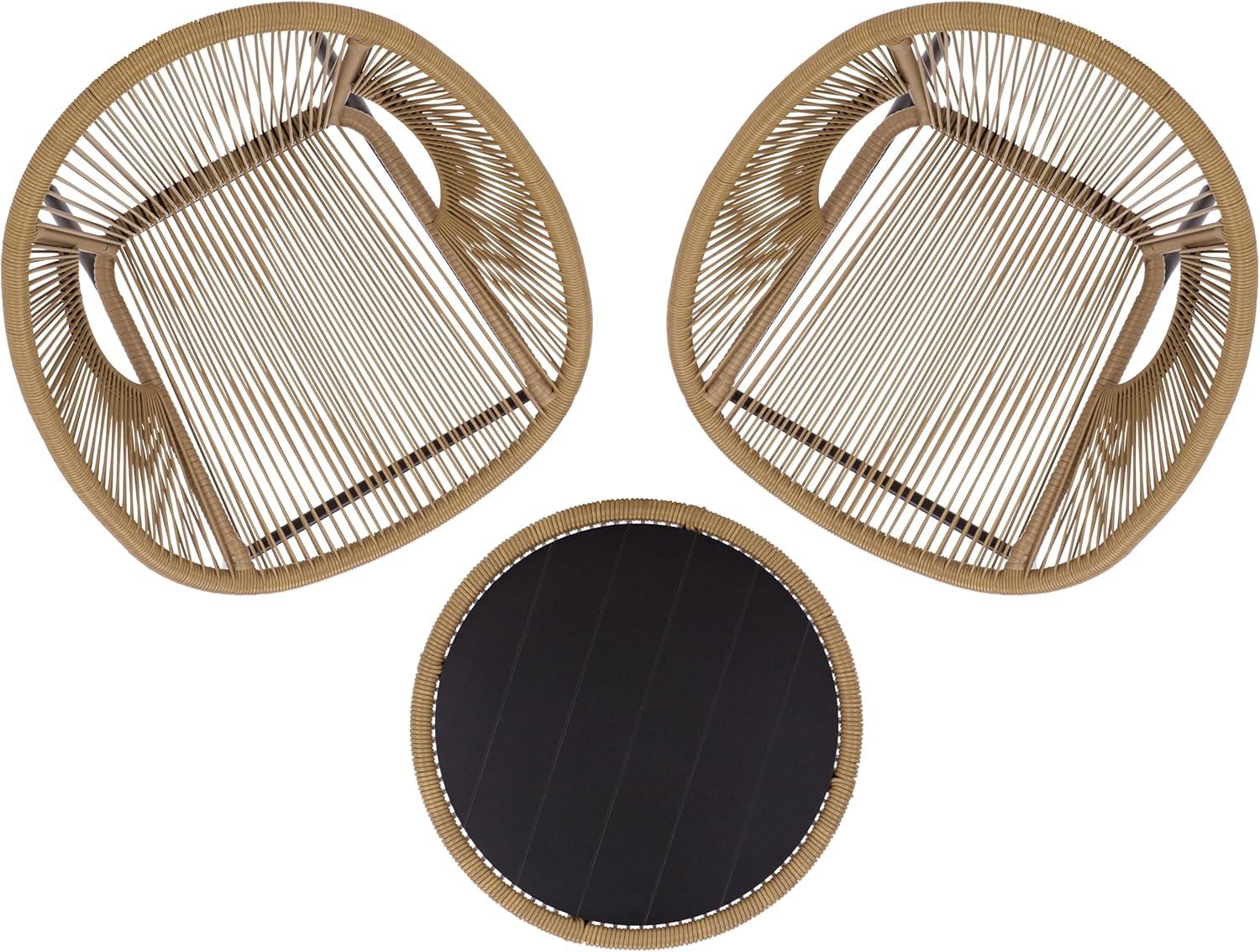 image:imageSAFAVIEH Outdoor Patio Furniture Collection Otto Green amp Black Rattan 3Piece Bistro Set with 2 Chairs and Accent Table PAT7549BNaturalBlack