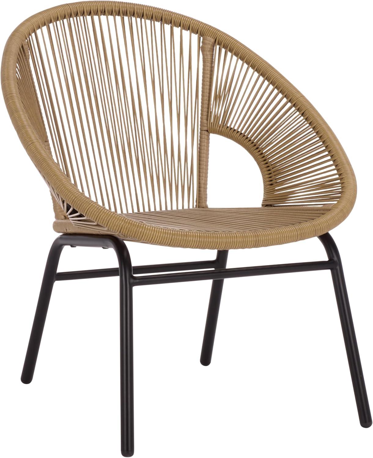 image:imageSAFAVIEH Outdoor Patio Furniture Collection Otto Green amp Black Rattan 3Piece Bistro Set with 2 Chairs and Accent Table PAT7549BNaturalBlack