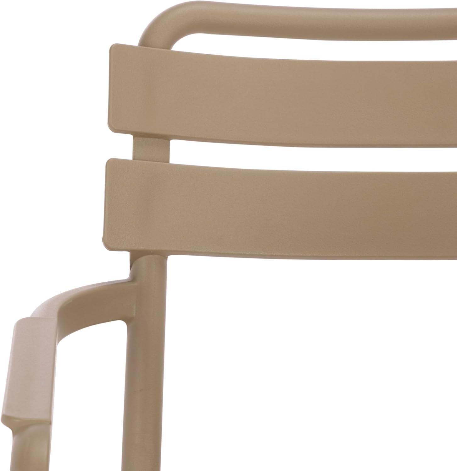 image:imageSAFAVIEH Outdoor Patio Furniture Collection Sarah Green Stacking Dining Armchair Set of 2 Fully Assembled Outdoor Chairs Modern Slatted Design WeatherResistant Patio Seating PAT4703DSET2Beige