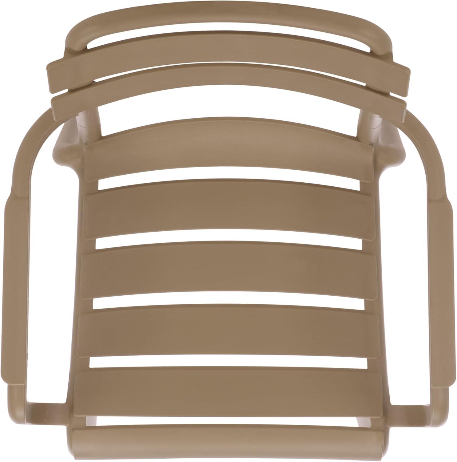 image:imageSAFAVIEH Outdoor Patio Furniture Collection Sarah Green Stacking Dining Armchair Set of 2 Fully Assembled Outdoor Chairs Modern Slatted Design WeatherResistant Patio Seating PAT4703DSET2Beige