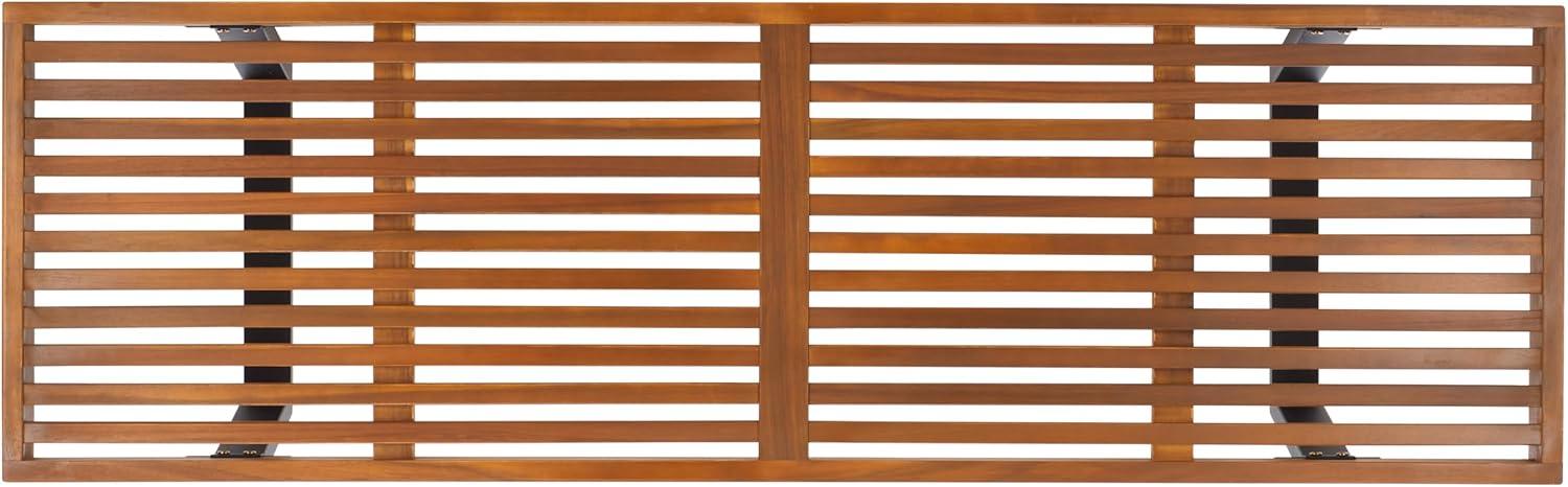 image:imageSAFAVIEH Outdoor Patio Furniture Heather Natural Brown Solid Wood amp White Legs 60inch Steel BenchNaturalBlack