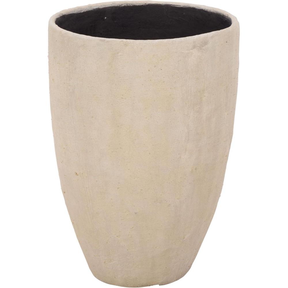 image:imageSAFAVIEH Outdoor Cana Pedestal Planter Pot with Drainage Beige Cement amp Bamboo Weather Resistant Ideal for Patio Garden Backyard 154 Wx 154 D x 213 H PAT1406BBeige