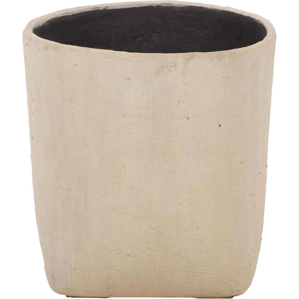 image:imageSAFAVIEH Outdoor Cana Square Planter Pot with Drainage Beige Cement amp Bamboo Weather Resistant Ideal for Patio Garden Backyard 157 Wx 157 D x 157 H PAT1408BBeige
