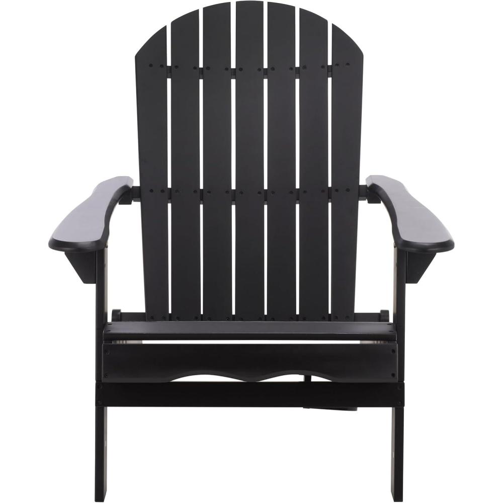 image:imageSAFAVIEH Outdoor Eden Adirondack Chair White Solid Wood Weather Resistant Ideal for Patio Deck Porch Backyard 175 Seat Height PAT6000EBlack