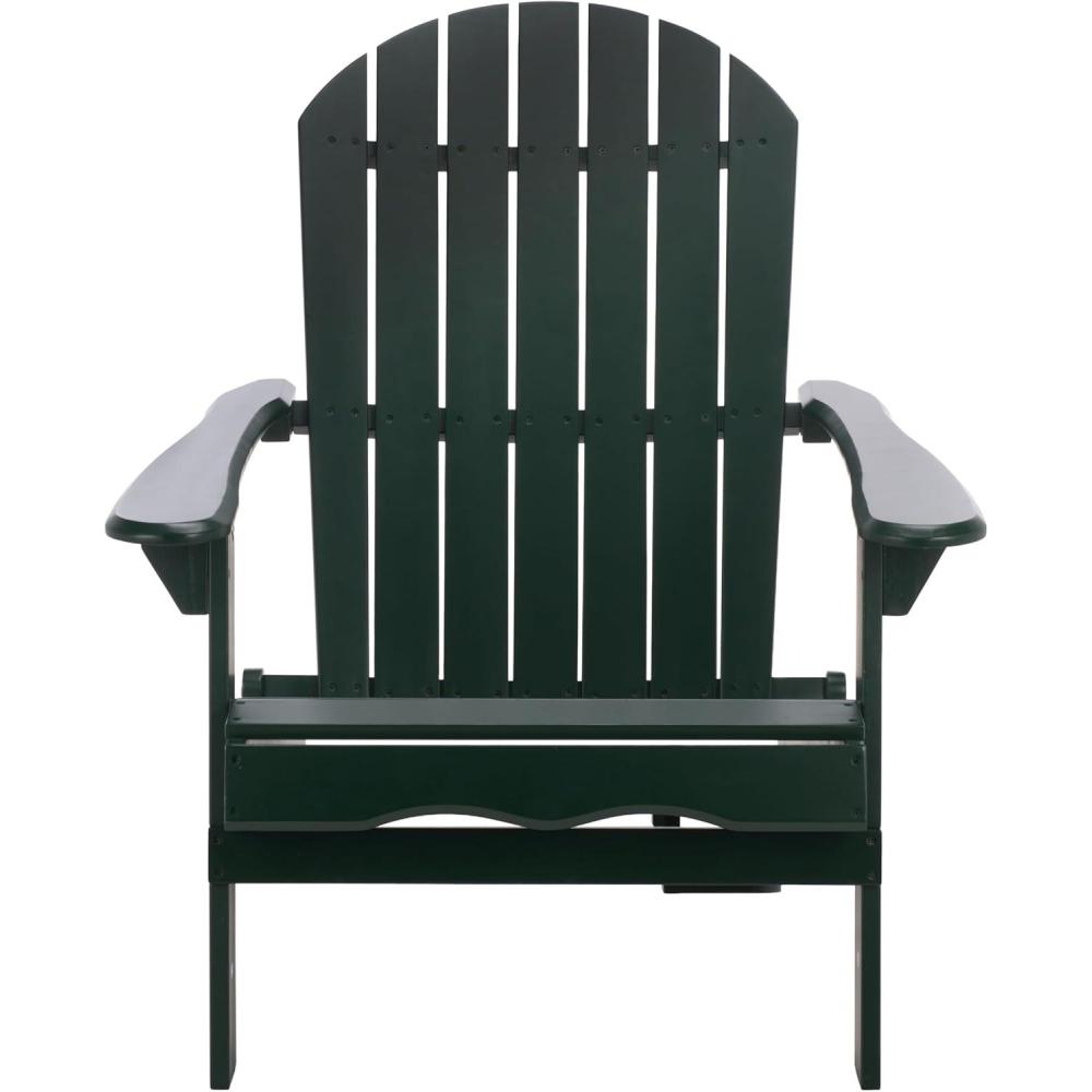 image:imageSAFAVIEH Outdoor Eden Adirondack Chair White Solid Wood Weather Resistant Ideal for Patio Deck Porch Backyard 175 Seat Height PAT6000EGreen