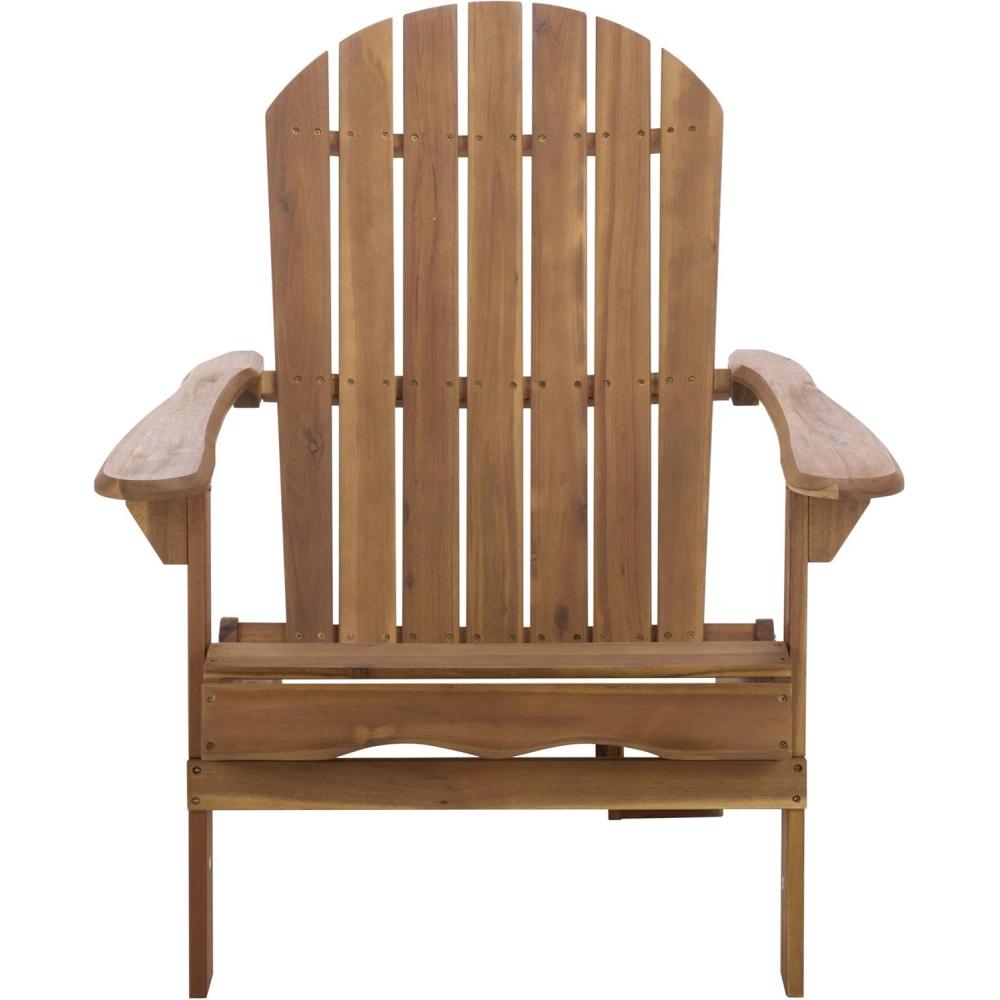 image:imageSAFAVIEH Outdoor Eden Adirondack Chair White Solid Wood Weather Resistant Ideal for Patio Deck Porch Backyard 175 Seat Height PAT6000ETeak