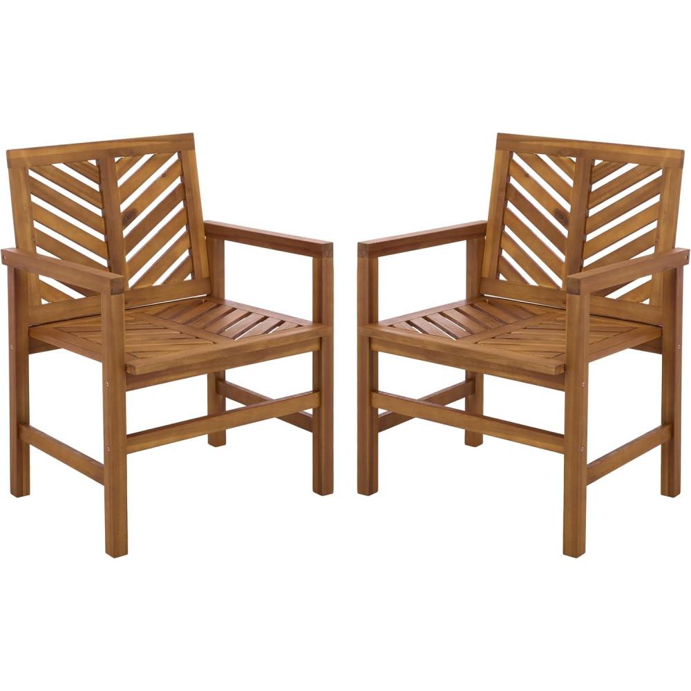 image:imageSAFAVIEH Outdoor Mika Chair Set of 2 Natural Solid Wood Weather Resistant Ideal for Patio Deck Backyard 258 W x 2335 D x 3465 H PAT7335ASET2Natural