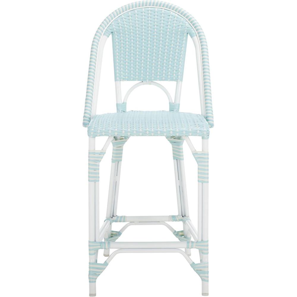 image:imageSAFAVIEH Outdoor Collection California White Bistro Woven Coastal 25inch Counter Stool Fully AssembledBaby BlueWhite
