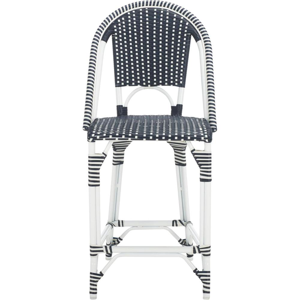 image:imageSAFAVIEH Outdoor Collection California White Bistro Woven Coastal 25inch Counter Stool Fully AssembledNavyNavy