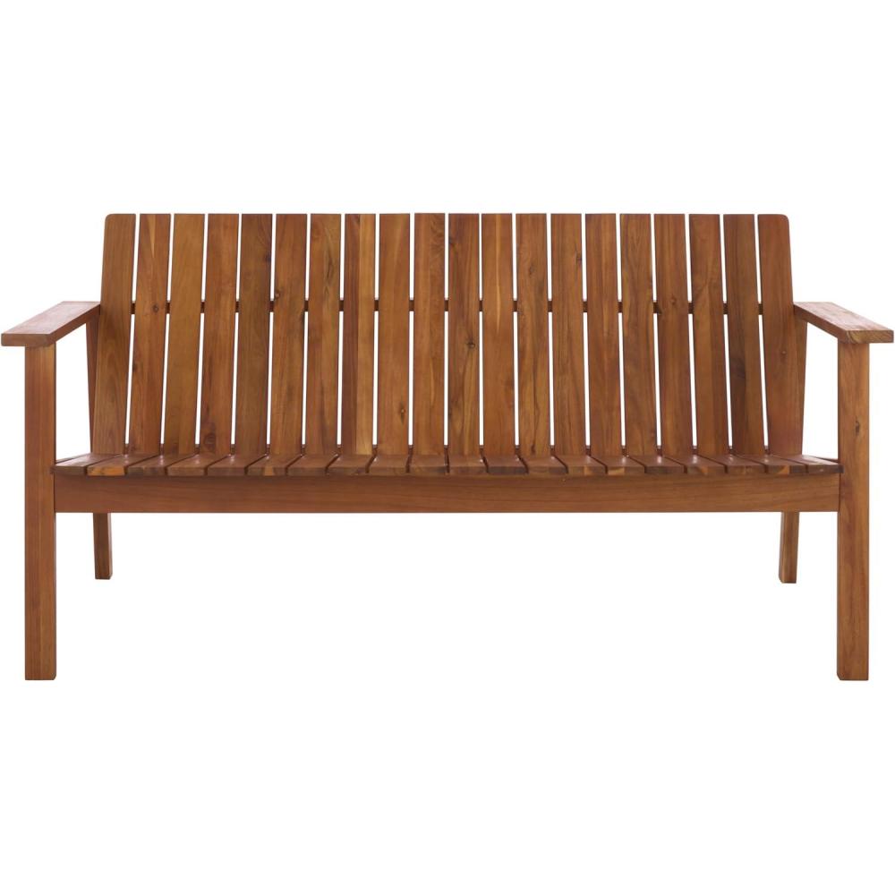 image:imageSAFAVIEH Outdoor Patio Furniture Collection  Fallon Natural Solid Wood Bench Modern Slatted Design Sturdy amp Stylish Seating for Patio Garden or Balcony PAT7334ANatural