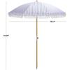 SAFAVIEH Outdoor – Bella 6.5 FT Beach Umbrella – Canopy with White Fringe Trim, Tilt Function, Aluminum Pole, Weather Resistant for Beach, Patio, Garden (PAT8504)(Baby Blue Stripe)