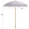 SAFAVIEH Outdoor – Bella 6.5 FT Beach Umbrella – Canopy with White Fringe Trim, Tilt Function, Aluminum Pole, Weather Resistant for Beach, Patio, Garden (PAT8504)(Navy Striped)