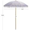 SAFAVIEH Outdoor – Bella 6.5 FT Beach Umbrella – Canopy with White Fringe Trim, Tilt Function, Aluminum Pole, Weather Resistant for Beach, Patio, Garden (PAT8504)(Black Stripe)