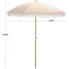 SAFAVIEH Outdoor – Bella 6.5 FT Beach Umbrella – Canopy with White Fringe Trim, Tilt Function, Aluminum Pole, Weather Resistant for Beach, Patio, Garden (PAT8504)(Yellow Stripe)