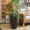 SAFAVIEH Outdoor – Cana Pedestal Planter Pot with Drainage – Beige Cement & Bamboo – Weather Resistant – Ideal for Patio, Garden, Backyard, 15.4″ Wx 15.4″ D x 21.3″ H (PAT1406B)(Brown)