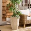 SAFAVIEH Outdoor – Cana Pedestal Planter Pot with Drainage – Beige Cement & Bamboo – Weather Resistant – Ideal for Patio, Garden, Backyard, 15.4″ Wx 15.4″ D x 21.3″ H (PAT1406B)(Beige)