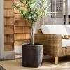 SAFAVIEH Outdoor – Cana Square Planter Pot with Drainage – Beige Cement & Bamboo – Weather Resistant – Ideal for Patio, Garden, Backyard, 15.7″ Wx 15.7″ D x 15.7″ H (PAT1408B)(Brown)