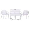 SAFAVIEH Outdoor – Thompson Conversation Set – Green – 5-Piece Patio Set with Bench, 2 Chairs & Modular Coffee Tables – Weather Resistant – Ideal for Deck, Porch, Backyard (PAT4706D)(White)