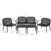 SAFAVIEH Outdoor – Thompson Conversation Set – Green – 5-Piece Patio Set with Bench, 2 Chairs & Modular Coffee Tables – Weather Resistant – Ideal for Deck, Porch, Backyard (PAT4706D)(Black)