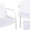 SAFAVIEH Outdoor – Thompson Conversation Set – Green – 5-Piece Patio Set with Bench, 2 Chairs & Modular Coffee Tables – Weather Resistant – Ideal for Deck, Porch, Backyard (PAT4706D)(White)