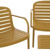 SAFAVIEH Outdoor – Thompson Conversation Set – Green – 5-Piece Patio Set with Bench, 2 Chairs & Modular Coffee Tables – Weather Resistant – Ideal for Deck, Porch, Backyard (PAT4706D)(Yellow)