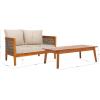 SAFAVIEH Outdoor Collection Amanda Natural Acacia Solid Wood/Taupe Cushion Bench & Table Set