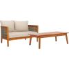 SAFAVIEH Outdoor Collection Amanda Natural Acacia Solid Wood/Taupe Cushion Bench & Table Set