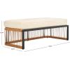 SAFAVIEH Outdoor Collection Bola Natural Brown Faux Rattan/Beige Cushion Bench (Fully Assembled)