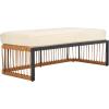 SAFAVIEH Outdoor Collection Bola Natural Brown Faux Rattan/Beige Cushion Bench (Fully Assembled)