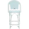 SAFAVIEH Outdoor Collection California White Bistro Woven Coastal 25-inch Counter Stool (Fully Assembled)(Baby Blue/White)