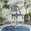 SAFAVIEH Outdoor Collection California White Bistro Woven Coastal 25-inch Counter Stool (Fully Assembled)(Navy/Navy)