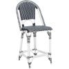 SAFAVIEH Outdoor Collection California White Bistro Woven Coastal 25-inch Counter Stool (Fully Assembled)(Navy/Navy)