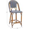 SAFAVIEH Outdoor Collection California White Bistro Woven Coastal 25-inch Counter Stool (Fully Assembled)(Navy/White)